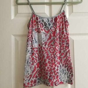 Red & gray mosaic spaghetti strap